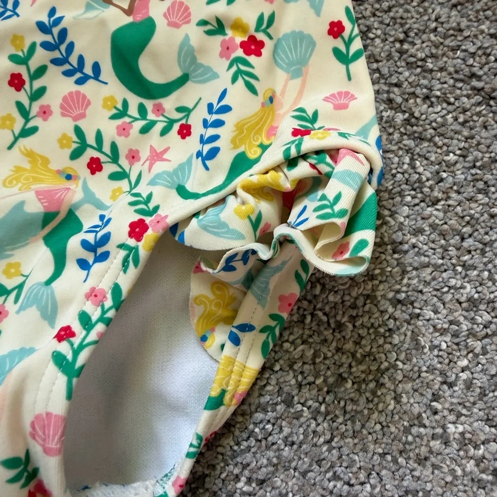 Mini Boden Halterneck Mermaid Swimsuit Ruffle Trim Size 2-3 Years Beach